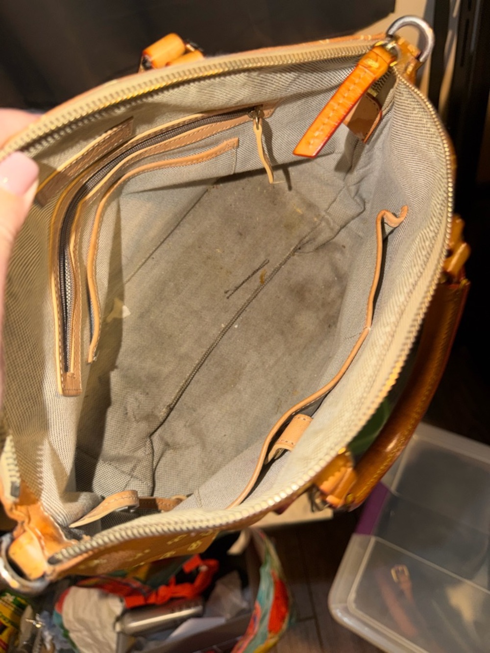 Dooney & Bourke Tan Logo Dome Satchel - Picture 7 of 8